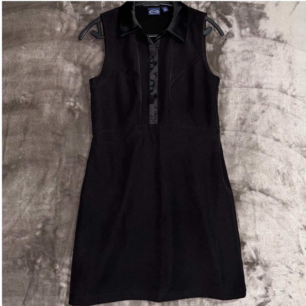 SCOOP‎ Black Sleeveless Dress Collared Button Front Sheath Dress Women's S 4-6